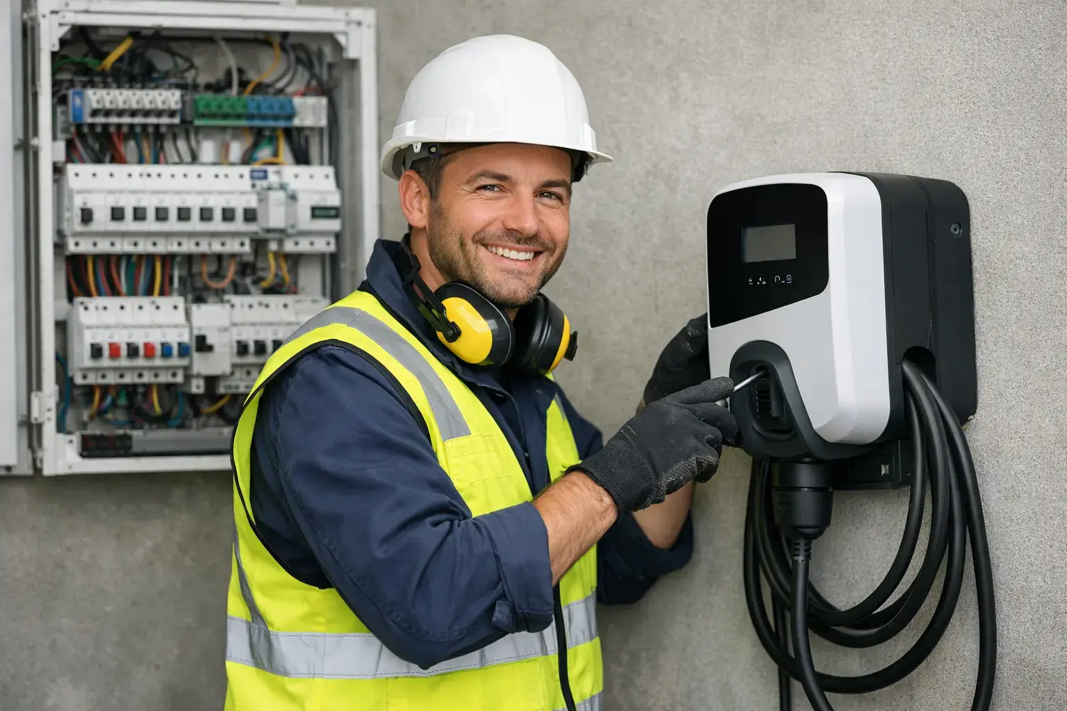 Équipe AFFRA Réseaux sur un chantier d'installation IRVE