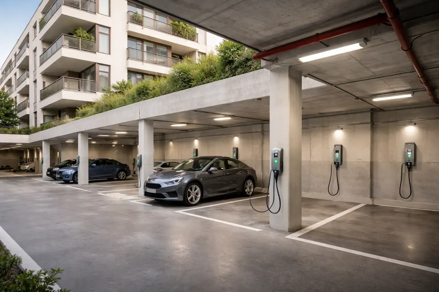 Chantier neuf avec infrastructure IRVE intégrée